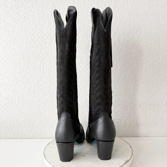 Lane JENTRY Knee High Womens Cowboy Boots 8.5 Black Leather Western Cowgirl Tall - Picture 3 of 10